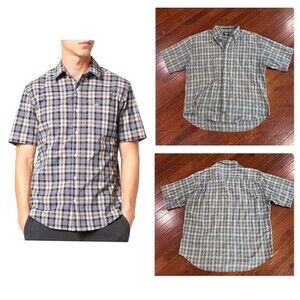 Dockers men’s blue plaid short sleeve cotton dress shirt size medium